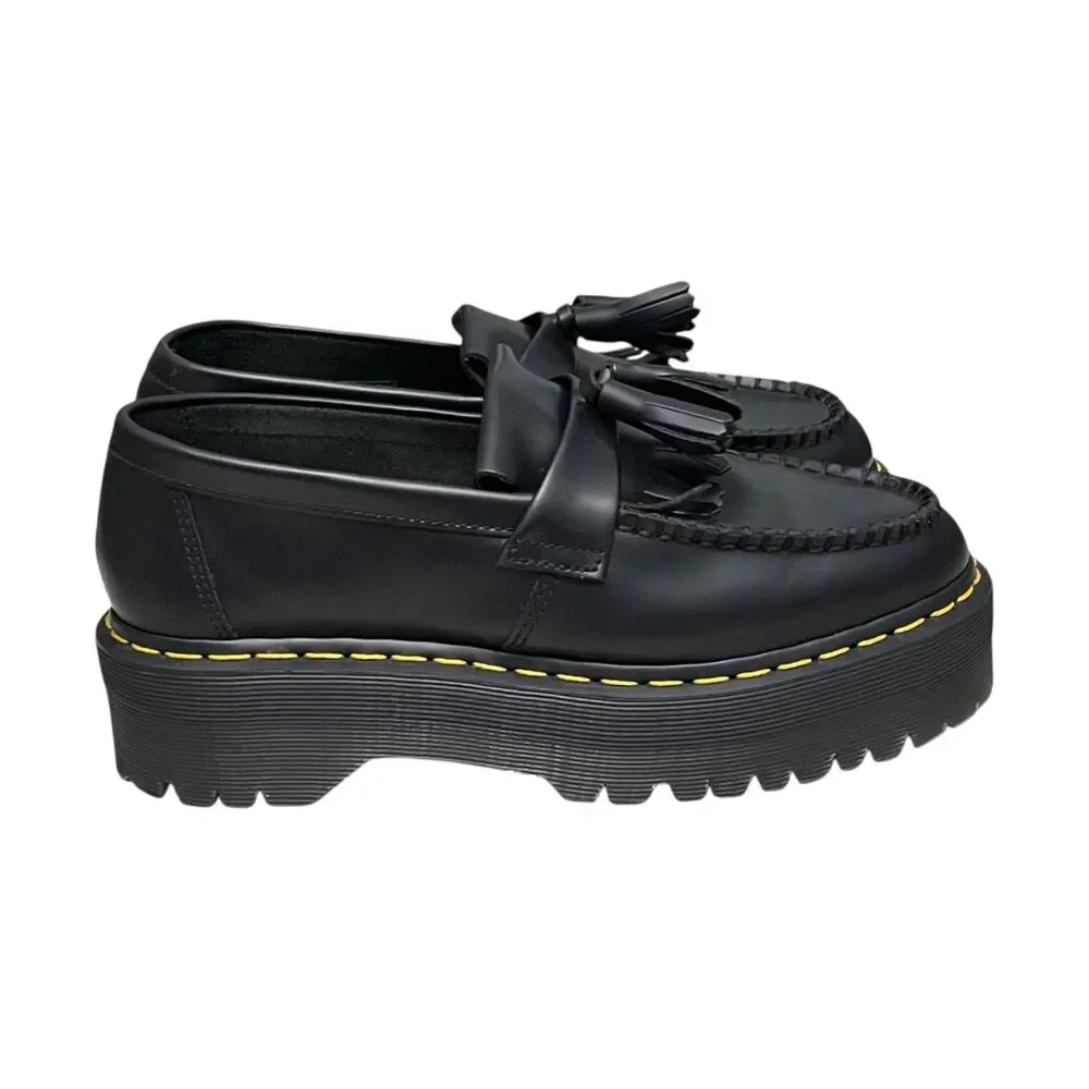 Dr. Martens Adrian Quad Platform Tassel Loafers Black Leather Women's US 8 EU 39
